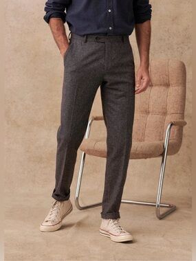 Sézane Octobre Editions Men’s Carl Trousers Wool Grey Tweed Academia Classic